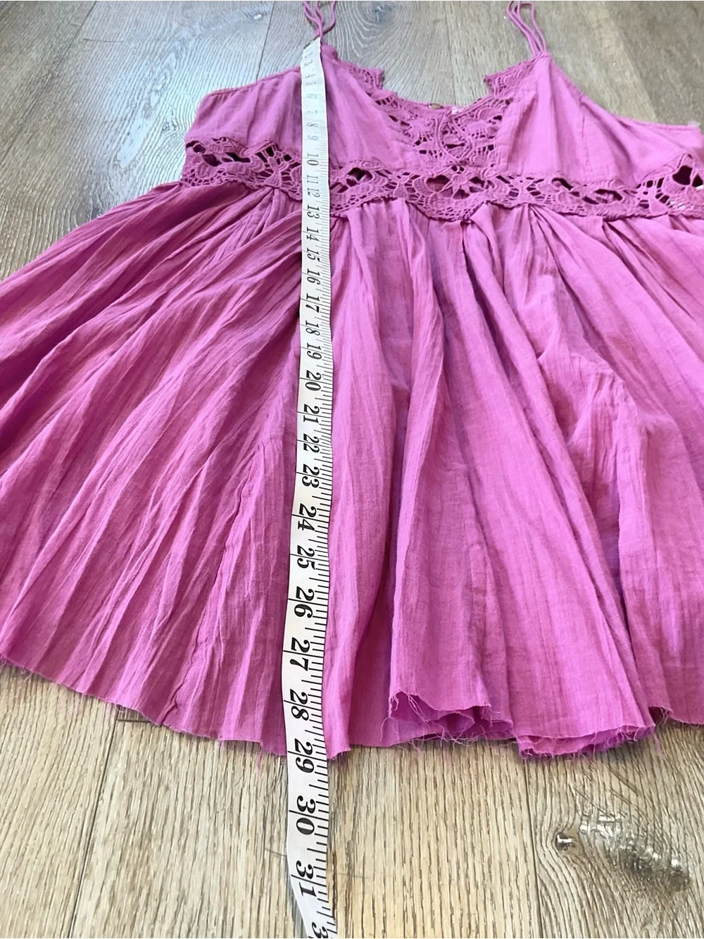 Free People Llektra Magenta Crochet-Trim Mini Dress Size Large